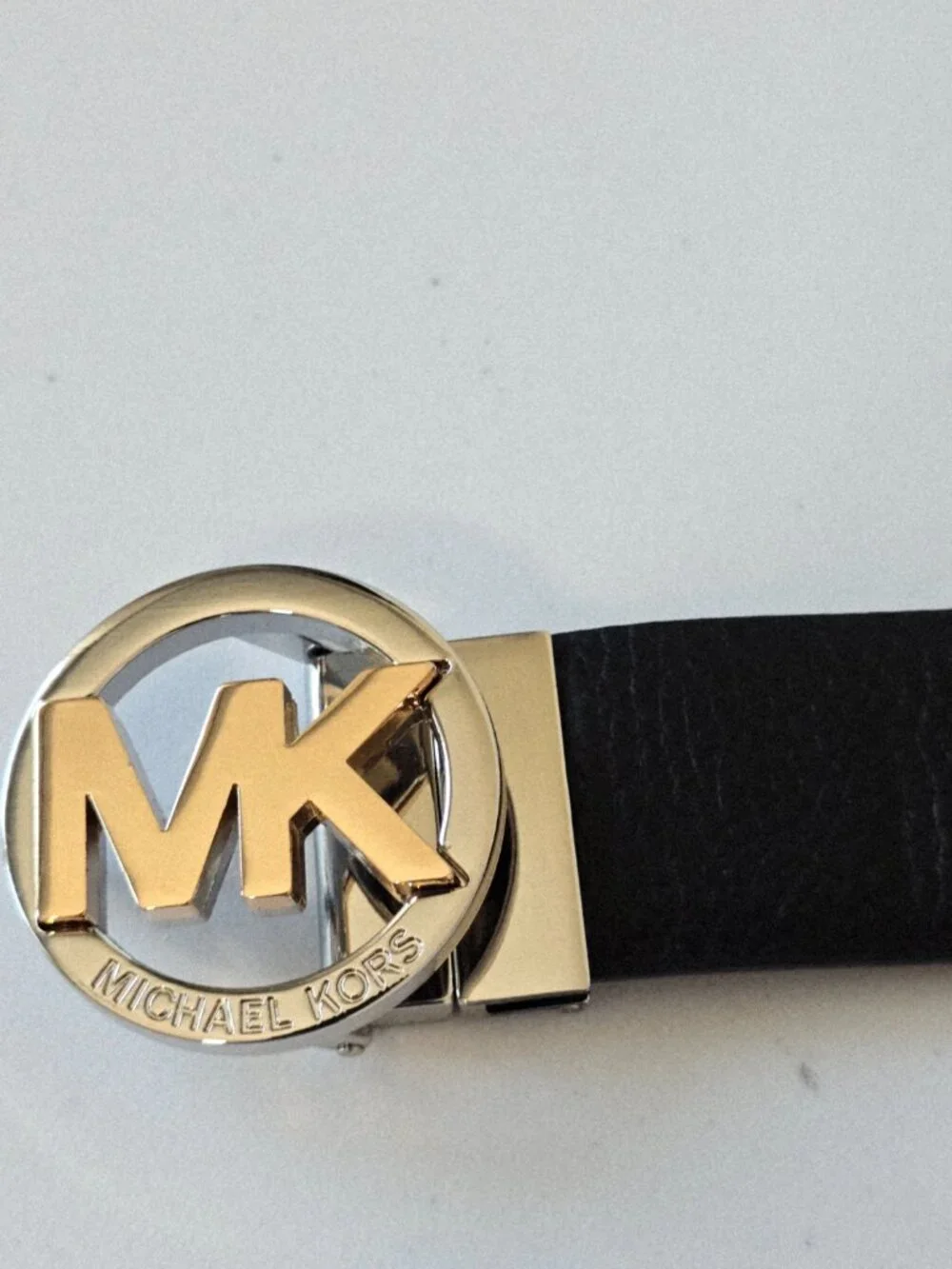 MICHAEL Michael Kors Reversible Leather Belt Women M Black Brown Gold Buckle NWT